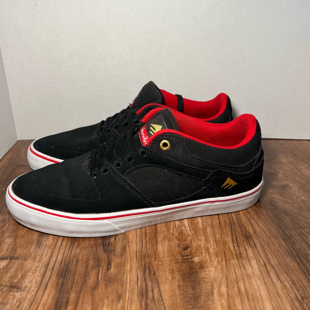 Emerica The Hsu Low X Chocolate Black/Red/White Sneaker Mens Size 7